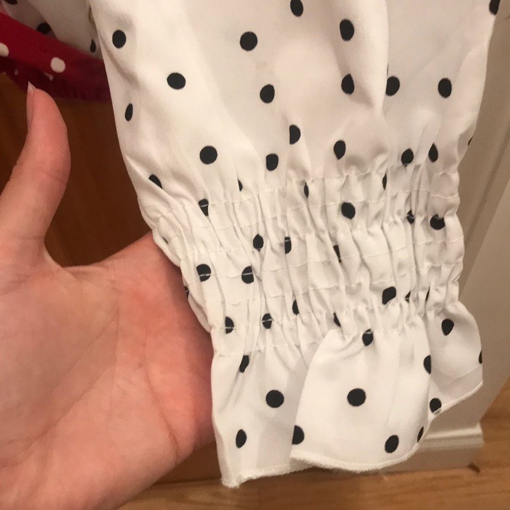 Polka Dot Wrap Blouse - Red and White - Picture 4 of 5
